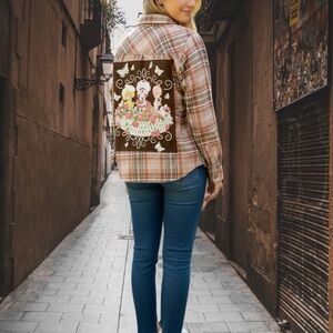 Plaid Shirt with Vintage Strawberry Shortcake Graphic tee.